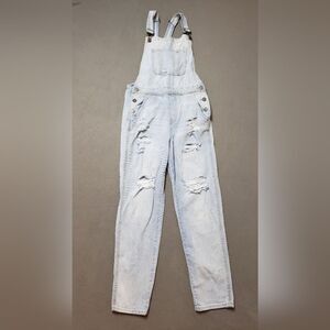 Black Label overalls Women's Light Blue Denim Overalls Distressed